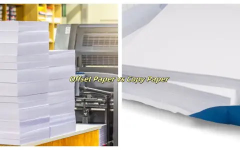 Stosy papieru offsetowego i kserograficznego, ukazujące różnice w fakturze papieru.
