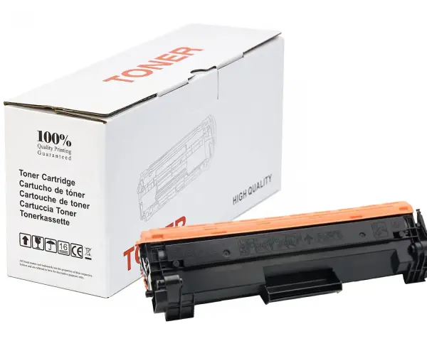 Toner do drukarki HP CP2025, zapakowany w białe pudełko z pomarańczowym wkładem. Wysoka jakość druku gwarantowana.