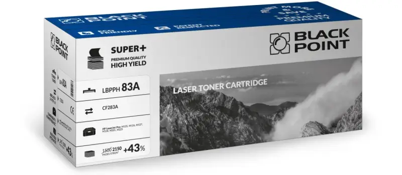 Toner Black Point LBPPH 83A, zamiennik CF283A, do drukarek HP LaserJet Pro M125, M126, M127, M128, M201, M225. Wydajność 1500-2150 stron.